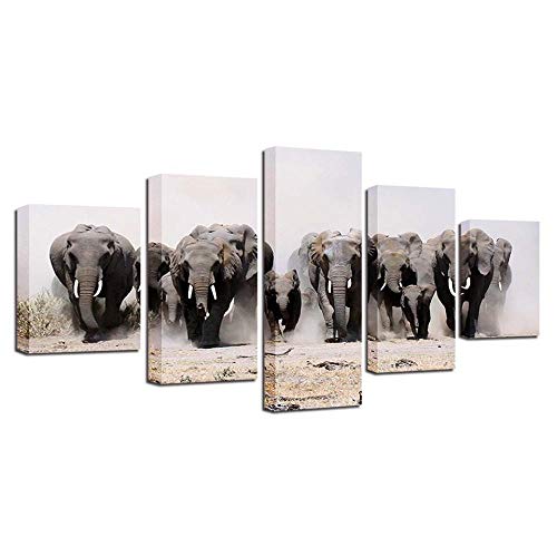 Toile intissée éléphants au rendu tableau moderne pour décoration premium