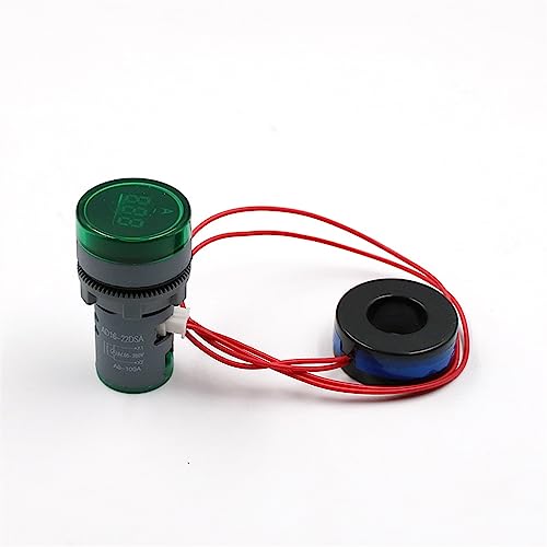 Voltmètre Ampèremètre LED AC 22mm 60-500V 100A Vert pour Tableau Électrique