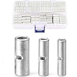 Chanzon 250pcs Non Insulated Butt Connectors Kit 22-18,16-14,12-10AWG Thick 0.8mm-1mm Terminal for Wire Gauge Crimp Ferrule Terminals Assorted BN1.25 BN2 BN5.5 Copper