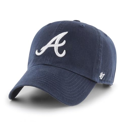 47 Atlanta Braves MLB Loop Label Clean Up Navy Blue Adjustable Cap