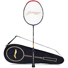 Li-Ning Badminton Racket G-Force 3600 Superlite Carbon Fibre Strung Dark Grey, Gold, G4 - 4 1/2 inches