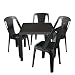 Produktbild Multistore 2002 5tlg Campingmöbel Gartenmöbel Set Vollkunststoff 79x79cm Gartentisch Rattan-Look Stapelstuhl Gartenstuhl Vollkunststoff Sitzgruppe Gartengarnitur Anthrazit