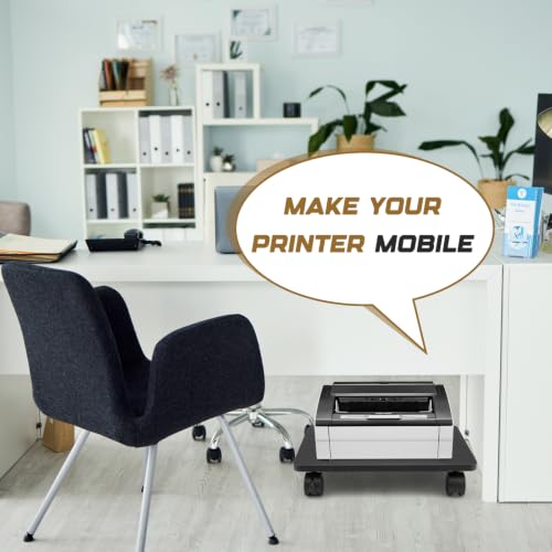 Image of Beeveer 2 Pcs Black Under Desk Printer Stand 15.8 x 13.8 x 3.2 Inches