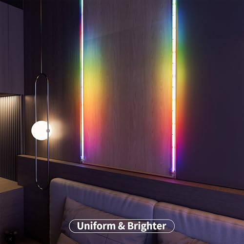 Image of MIWISE RGB Smart IC COB LED Strip Light,20ft Color Chasing Flexible DC24V LED Tape Light,WS2811 Addressable RGB Ribbon,for Party /Home /Office DIY Lighting Projects(Power Supply&Controller NOT Included)