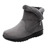 Damen Winter Warm Plüsch Gefüttert Schneestiefel Wasserdicht Wildleder Stiefeletten mit Seitlichem...