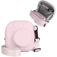 Hard EVA Storage Case Compatible for Instax Mini 13/12/11/99/90/70/41/40/SE/7+ Instant Camera, Mini Instant Camera Protective Carrying Bag with Adjustable Shoulder Strap - Cherry Pink