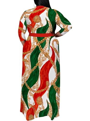 Image of SUZONANA Women's Plus Size Maxi Dresses Casual Loose Short Sleeve Long Maxi Dress with Belt Wedding