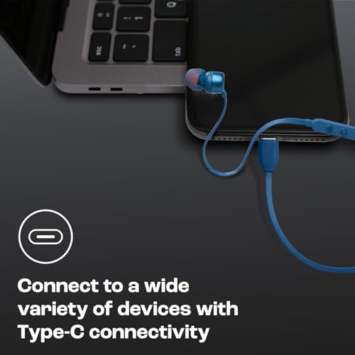 Image of Tune 310 C USB Type C Wired Earphone with Mic Comaptible with J B L Tune 310C Noise Isolation, Hi-Res, Pure Bass Sound, EQ Presets Control Compatible with All Other Android USB C Devices - (Blue)