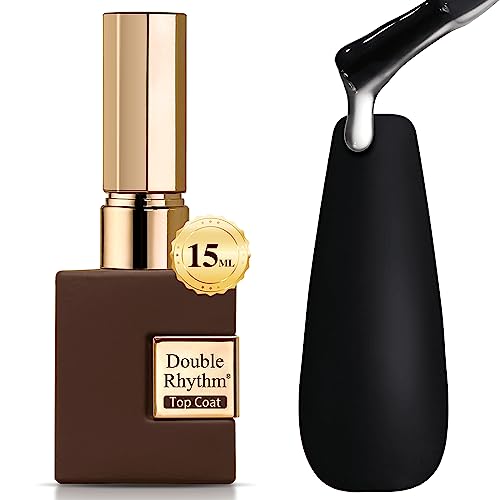Double Rhythm 15ML No Wipe Gel Top Coat Base Coat Iridescent Glitter Shimmer 2 in 1 Nail Polish Manicure DIY Home Salon (Matte Top Coat)