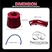 AICARS 3 Inch Universal Cold Intake Pipe Induction High Flow Pipe Kit (Red)
