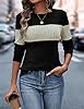 Gemulate Women's Jumpers Long Sleeve Tops Ladies Lightweight Knit Jumpers Round Neck Sweaters Casual Tight Fit Striped Sweatshirts T Shirt -Black, 2XL #1