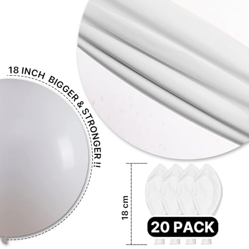 Image of PartyWoo White Balloons 20pcs 18 Inch Matte White Latex Balloons for Wedding Bridal Graduation Engagement Baby Shower Gender Reveal Easter Anniversary Birthday Tea Party Decorations White-Y13
