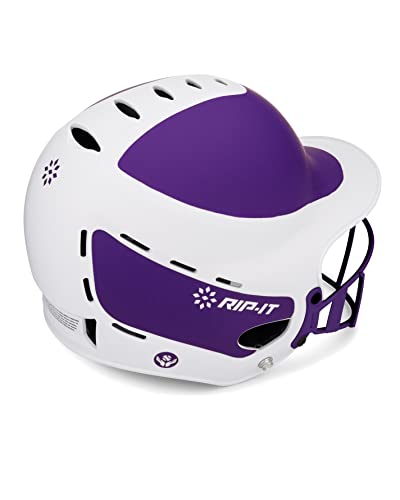 Rip-It | Vision Pro Softball Batting Helmet With Face Mask | Matte | Two-Tone Purple M/L | Lightweight Women’s Sport Equipment #TOP3