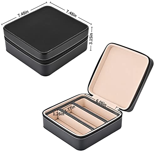 Image of ROSELLE Eyewear Travel Case for women men, Luxury leather 2 /3-Slot Eyeglasses Storage Box for Multiple Glasses and Sunglasses