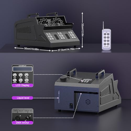 Image of 2000W Fog Machine, 3 in 1 Fog Bubble Machine with 2 Bubble Fans, 7 CH 18 RGB LED Lights Smoke Bubble All IN 1 Machine, Fog Machine Stage Effect for Party, Wedding, Halloween, Chrismas