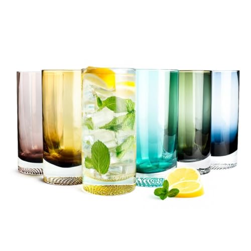 Sendez 6 vasos largos de colores, 300 ml, vasos de zumo, vasos de cóctel
