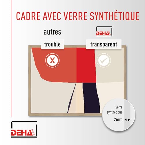DEHA Design cadre photo, 30 x 40 cm, bois, Chêne, cadre photopour accrocherau format paysage et portrait, verre synthétique, Fontana – vue 4
