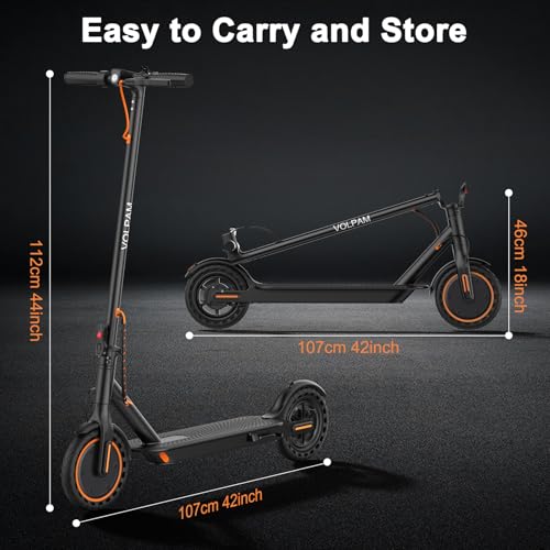 Image of VOLPAM Electric Scooter, 350W /500W /800W /1000W /250W Powerful Motor & 19 /22 / 9 MPH Top Speed, 16-28-10 Miles Long Range, Folding E Scooter Choice