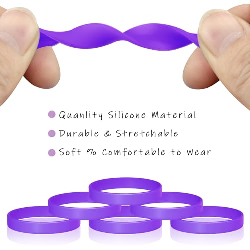 Image of Morcheiong 12 Pieces Silicone Bracelets- Purple Color Blank Rubber Wristbands for Adults Teen Party Favors