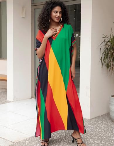 Image of NFVNKJ Women's Plus Size Beach Lounge Kaftan Maxi Dress Swimsuit Coverup for Women