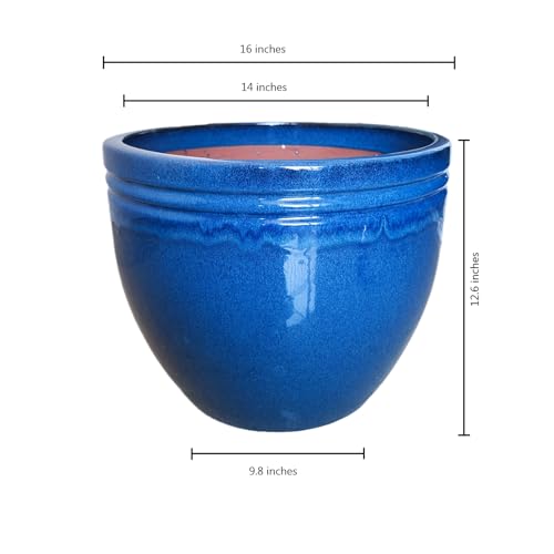 Sanmudecor Large Flower Pots for Plants Outdoor & Indoor, Extra Large Ceramic Planters with Drainage Hole, 15.7 Inch by Sanmudecor - Image 4