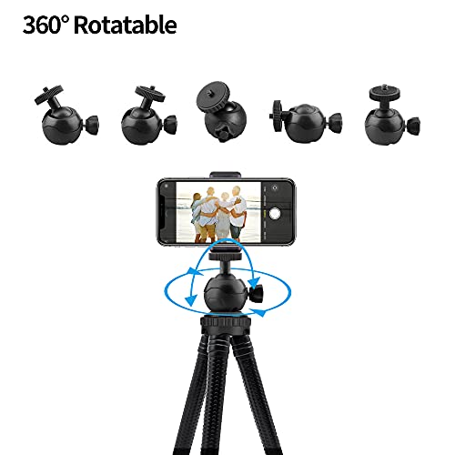 MOOWOOW Handy-Stativ, Flexibles Kamerastativ mit Handyhalter/Bluetooth-Steuerung/GoPro-Halterung, verstellbares Octopus… – Bild 5