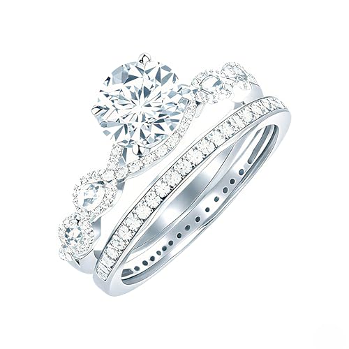 10K 14K 18K White/Yellow/Rose Gold IGI Certified Lab Grown Diamond Personalized Engagement Wedding Ring Set for Women 1-5 Carat D Color-VVS Clarity Size 3-15