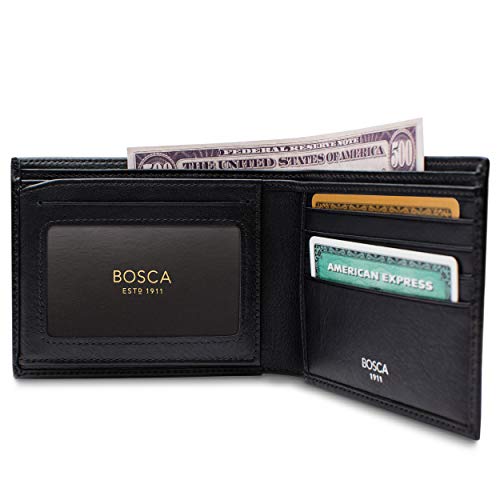Bosca Nappa Vitello Collection - Continental Id Wallet Black Leather One Size #TOP5