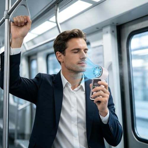 Mini ventilador de mano con pantalla digital y diseño plegable de cinco velocidades 2