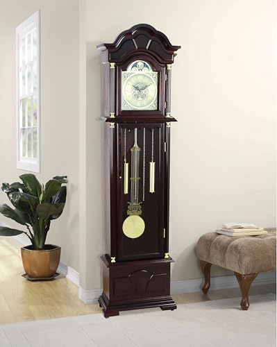 72 Inch Floor Standing Grandfather Clock Cherry Finish
