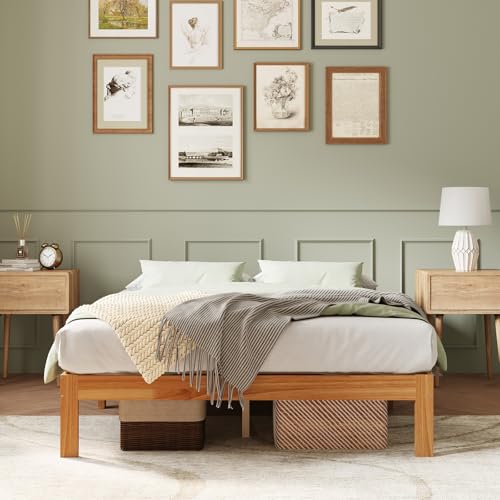 Novilla 12 Inch Wooden Full Size Bed Frame, Full Size
