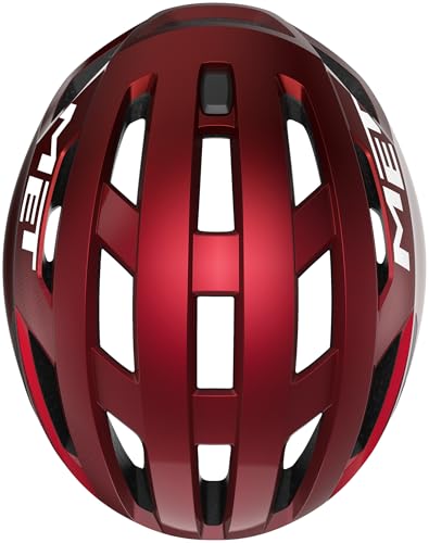MET Vinci MIPS Road Bike Helmet | Lightweight Adult Cycling Helmet, Improved Airflow & Comfort, 360-Degree Adjustable Head Belt, Sunglasses Port &mdash; Red Metallic Glossy/Small