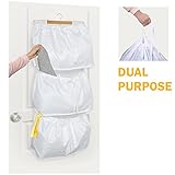 Hanging Laundry Hamper with 3 Detachable Bags, Easily Turn into Easy-to-carry Laundry Sack, Over-the-door Steel Hook Included (17.7