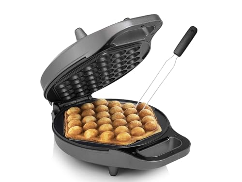 Piastra per waffle a bolle per uova, Ø 20 cm, 700 Watt, con forchetta per waffle, per una facile rimozione delle cialde