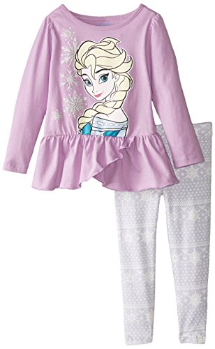 Disney Little Girls' 2 Piece Elsa Screen Print Pullover Set