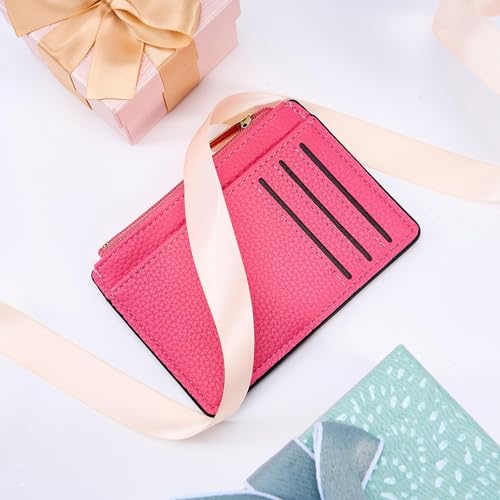 Sleek and Secure Tipmile Women's RFID Blocking Card Holder - Slim Minimalist Front Pocket Wallet in Pink - Image 7