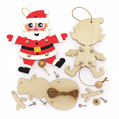 Baker Ross FC192 Weihnachts Handpuppen Dekorationen - 3er Pack, Bastel...