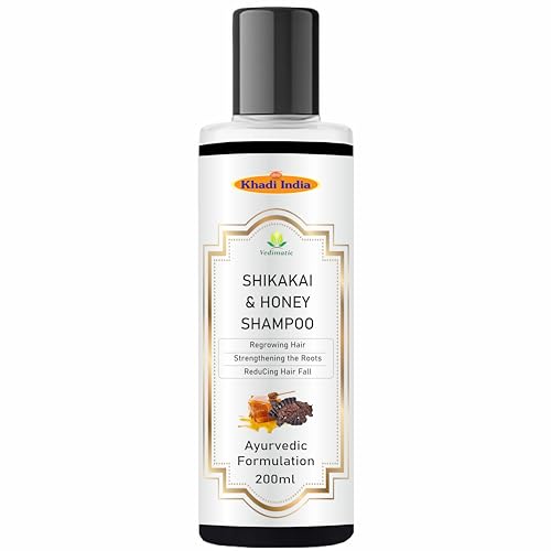 Image of Khadi Vedimatic Shikakai & Honey Shampoo for Strong Hair| Controles Hair Fall | Repaires Damaged Hair | SLS & Paraben Free | Suitable for All Hair Types|100% Pure & Natural (Pack of 1, Shikakai Honey)