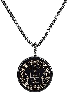 COAI Religious Jewelry Sigil of Archangel Obsidian Stone Pendant Necklace