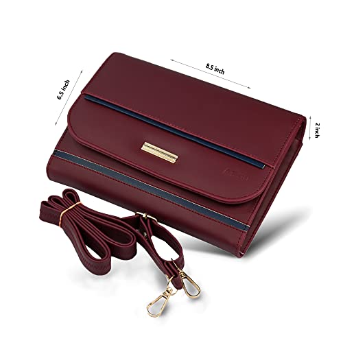 Image of ALSU Women's trendy Sling Bag | handbag | purse | crossbody bag| deattachable straps | adjustable straps |card slots 4| side bag| phone pocket