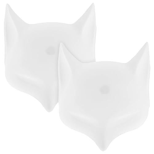 Ipetboom Blank Fox Mask - 2 Pack White Paintable Pvc Animal Masquerade Masks for Cosplay Creative Art Projects and Halloween Parties - Durable and Comfortable Design