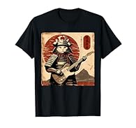 Japanese Samurai Cat Playing Electric Guitar Retro Vintage will be perfect gifts idea for women and kids and for people who play guitar and love cats, japanese culture. Wearing this art outfit to show your love to your samurai ninja kitten culture. A...