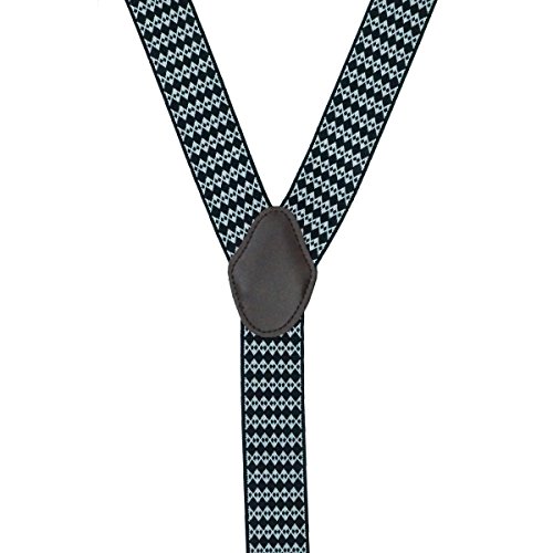 Image of The Tie Hub Diamond Pix Black Clip On Suspenders For Men
