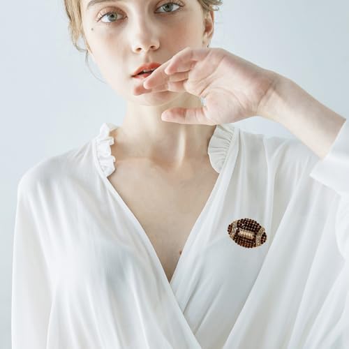 Image of Crystal Football, American Ball Brooch Pin,Suit Stud, Shirt Studsfor women for men，Dainty Christmas Wedding Birthday Holiday Jewelry Unisex Clothing Accessories