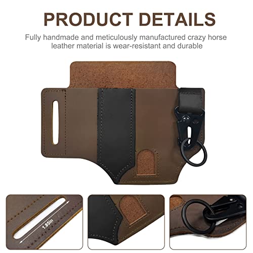 Kndatle Multitool Sheath, Genuine Leather EDC Belt Loop Waist Multitool Sheath, Pocket Organizer Storage Belt Waist Bag for Camping - Thumbnail 3