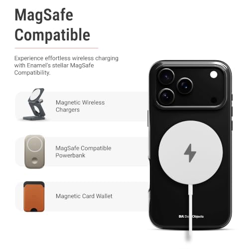 Image of DailyObjects Enamel Bumper MagSafe Case for iPhone 17 Pro Max Compatible with Mag-Safe Wireless Charging | Black Hybrid Magnetic Back Cover