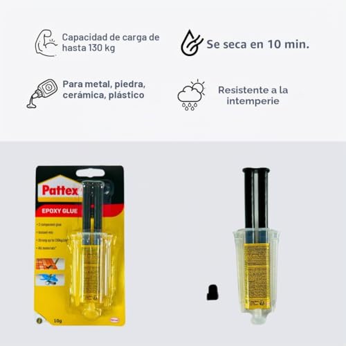 Miniatura 3 de Pattex 1 Pegamento Epoxi Dos Componentes Para Madera, Metal, Piedra, Cerámica Y Plástico 10 G