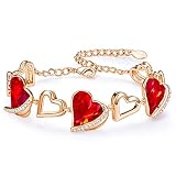 CDE Armband Damen Rosegold Schmuck,Herz Verstellbar Armkettchen mit Elegante Geschenkverpackung, Geschenke für Sie Frauen Freundin Ehefrau MaMa an Valentinstag Weihnachten Geburtstag Party Jubiläum