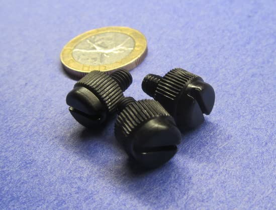 Nylon Knurled Slotted Head Thumb Screws Black 10-32 x .250