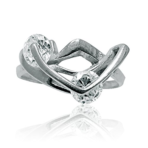 Bague en argent massif 925 et deux pierres CZ 6mm cadeau anniversaire